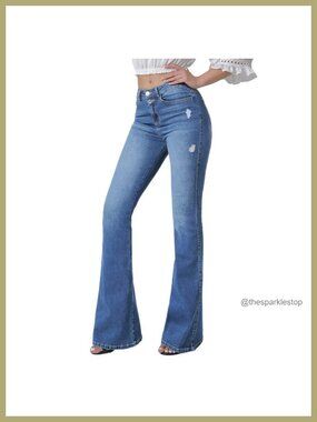 High Waisted Flare Bell Bottom Jeans Stretchy Denim Pants